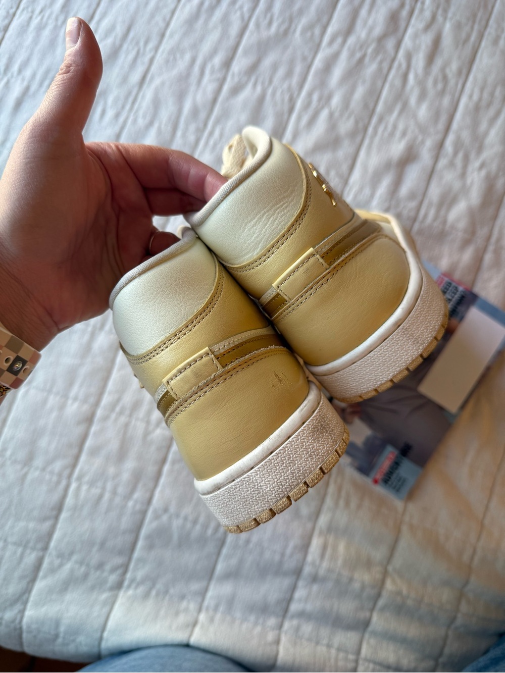 Nike Air Jordan 1 Mid – Cream & Metallic Gold - Picture 12 of 13